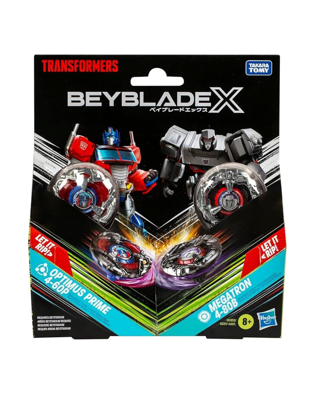 "BEYBLADE X - TRANSFORMERS COLLAB - OPTIMUS PRIME & STARSCREAM"