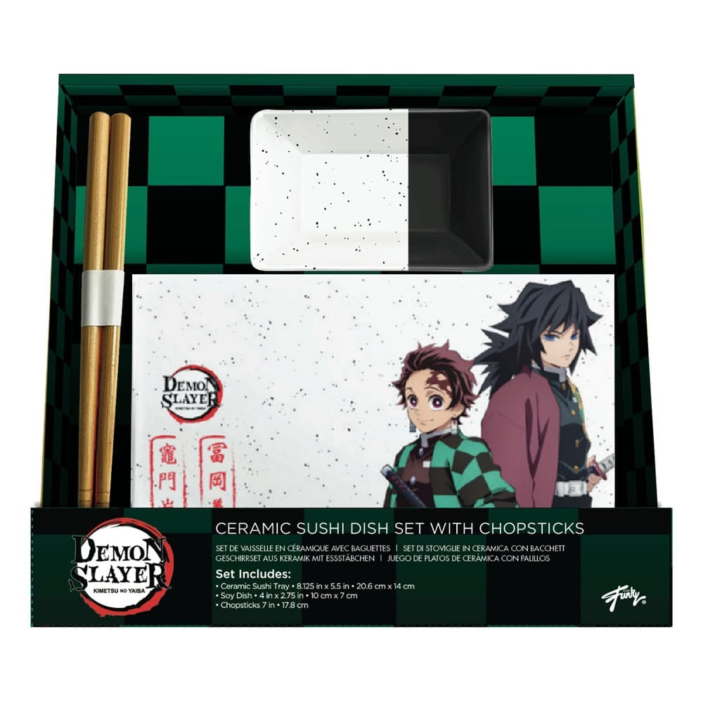 "DEMON SLAYER - SET SUSHI IN CERAMICA CON BACCHETTE"