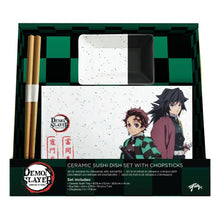 "DEMON SLAYER - SET SUSHI IN CERAMICA CON BACCHETTE"